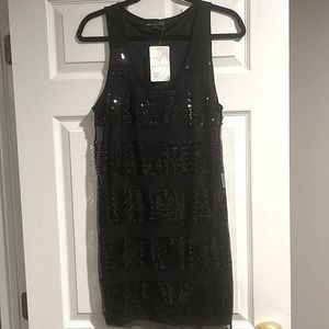 Size large black sequenced dress